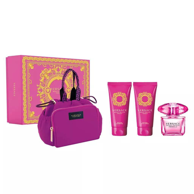 Picture of VERSACE BRIGHT CRYSTAL ABSOLU 4 PC SET 3.0 EDP 3.4 BL 3.4 SG MAKEUP BAG