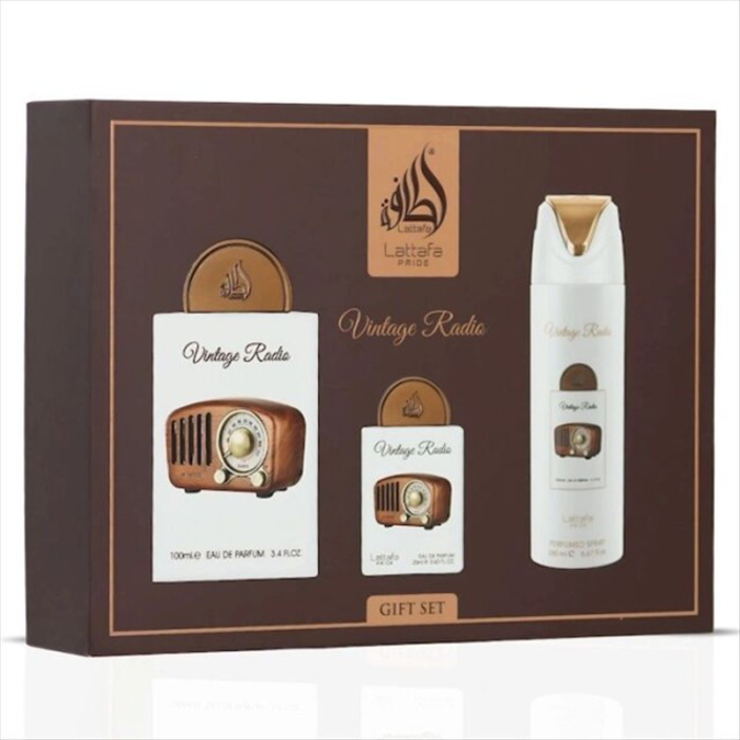 Picture of LATTAFA PRIDE VINTAGE RADIO EDP 3 PIECE GIFT SET